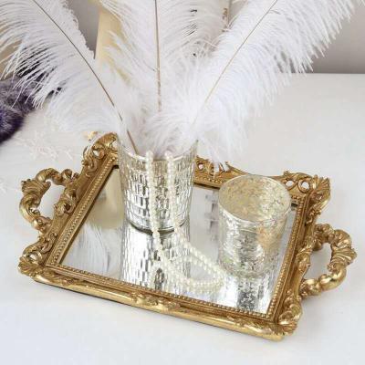 China Wholesale Viable Resin Cosmetic Glass Tray Creative Jewelry Tray Rectangle Storage Glass Tray for sale