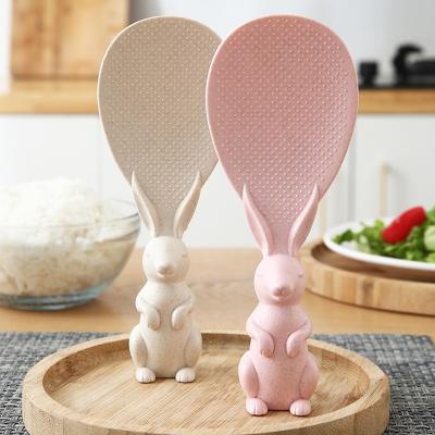 China Straw Rice Scoop Cute Bunny Viable Non-stick Rice Scoop Household Three-Dimensional High Temperature Resistance for sale