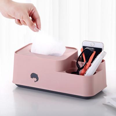 China Contemporary Plastic Storage Box Simple Home Hotel Table Tea Room Tissue Box Desktop Paper Box for sale