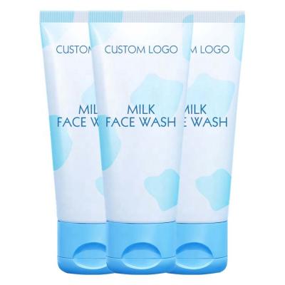 China Custom Beautiful Moisturizer Face Wash Milk And Honey Facial Cleanser With Sky Bule Tube Wholesale Packaging for sale