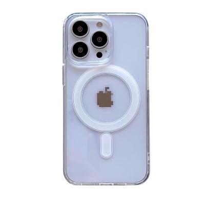 China Shockproof Transparent magnetic case for 15 iphone case  magnetic charge 14 13 Phone tail Iphone11 dust protection case for sale