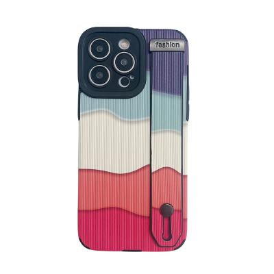 China MAKE UP Wristband Eye Soft shell Rainbow Gradient Wave quad-corner drop resistant phone case for iphone case 11 12 13 14Promax cas for sale