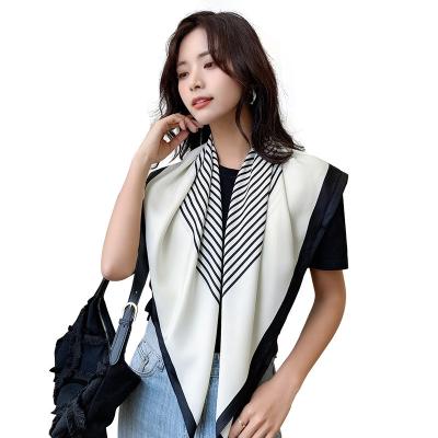 China Vintage Square Silk Main Square Scarves Women Neck Scarf Satin Square Fashion Silk Scarf for sale