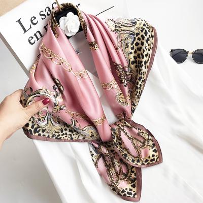 China Long 100% Pure Silk Satin Square Scarves Fashion Custom Digital Printed My Own Design Silk Scarf 90*90cm for sale