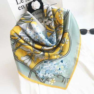 China Custom Long Digital Print Own Design Silk Scarf Foulard De Soie 100% Silk Square Scarves 110*110cm for sale