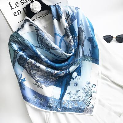 China Long Digital Print Custom Design Wholesale New Women Twill Silk Scarf 100% Silk Square Scarves for sale