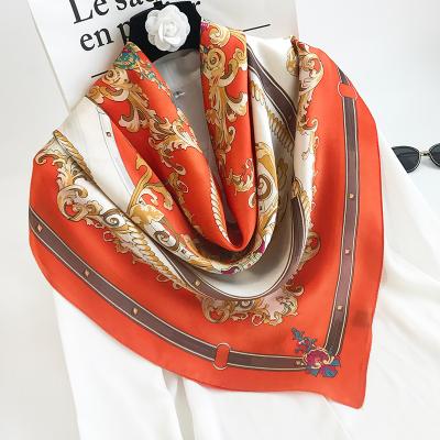 China 100% Silk Scarf 110*110cm Long Hijab Scarf Women Silk Scarf for sale