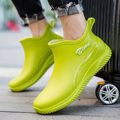 China Fashion Trend Rain shoes men's work short water shoes waterproof non-slip labor protection rubber shoes velvet rain boots for men and women for sale