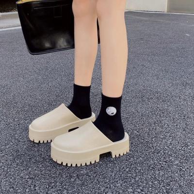 China Fashion Trend Plus size slipper lady Closed-toe slippers women's platform high heel chunky heel height increasing for sale