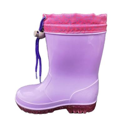 China Lightweight Schoolboy PVC Rain Boots With Nylon Collar Cuff for sale