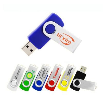 China Plastic Swivel Pen Drive Usb Stick Customized USB2 0 3 0 Red Green Yellow Custom Logo 16GB 32gb 64 GB Lanyard Accessories Blue OEM Rohs for sale