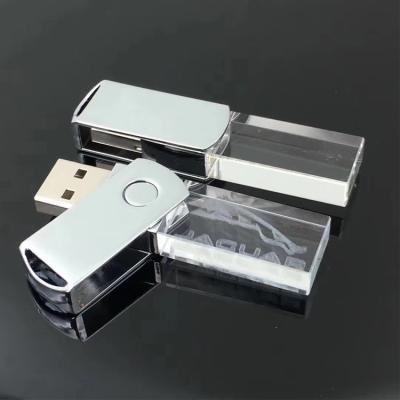 China Flash LED USB Drive Usb Flash Drives Promo Gift Bulk Points 1 2 4 8 Gigabyte Factory Price Crystal Swivel Pen Drives 32gig USB Stick With 3D Logo for sale