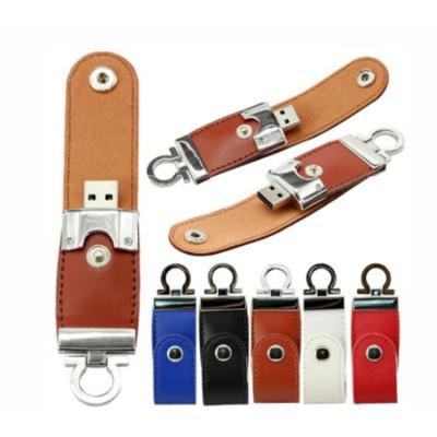 China Promotional Custom Leather Flash Drive Usb Drive Leather Fashion Metal Key Chain Usb Pen Drive 8GB for sale