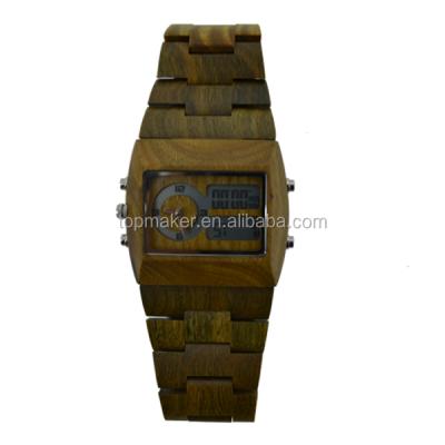 China Automatic Watch Men's Automatic Watch Double Date Movement Wooden Square Shaped Watch for sale