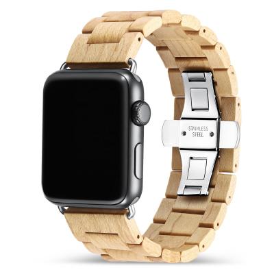 China New Maple Non-Specific Apple Wood Watch bandcompatible for Se 6 5 Series 7 4 3 for sale