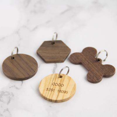 China Personalized Die Cutting Wooden Dog ID Tag For Pet Collar Name Tag Engravable Blank Name Card for sale