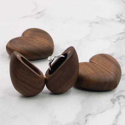 China Heart Shape Wedding Ring Box Quality Wood Jewelery Portable Small Wooden Box for sale