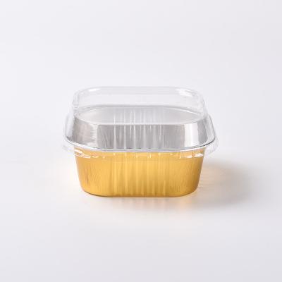 China Gold Small Square Disposable Aluminum Foil Container Tray For Food Packaging And Eco - Friendly Baking With Customized Lids for sale