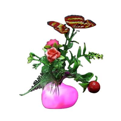 China 2021 new farmhouse 3d simulation butterfly wall stickers bedroom led night light three-dimensional colorful luminous for sale