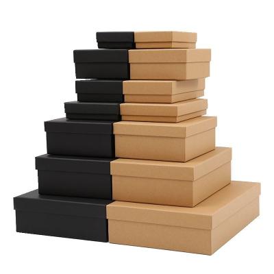 China Factory Wholesale Rectangular Recyclable Kraft Paper Card Cover Gift Box Black Paper Box for sale