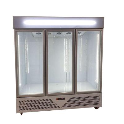 China Single-temperature 1880mm White/Black 3 Door Commercial Glass Fridge Refrigerator Display Drinks Display Beverage Fan Cooling for sale