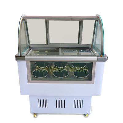 China Single-temperature -18degrees 6-barrel 10 tank 12tank cabinet for hard ice cream freezer low temperature ice cream display cabinet for sale