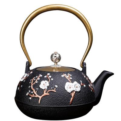 China Stored Antique A Cast Iron Teapot Happy Front Kettle With Honorable Long History for sale