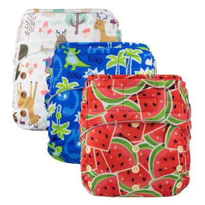 China RTS Hook and Loop Pocket Diaper Baby Diaper Size Current Reusable Washable Eco-Friendly Suede Fabric Print One Inside for sale