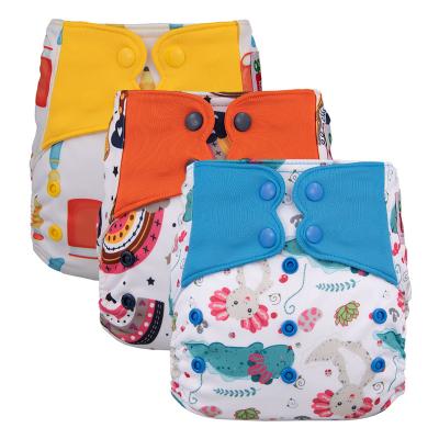 China Elf Printed Reusable Washable High Quality Diaper Absorption AIO RTS Diaper Baby Powerful Diaper One Size Suede Cloth for sale