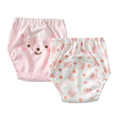 China Wholesale OEM Baby Training Pants 4-Layer Gauze Diaper Pants Pure Cotton Printed Washable Leakproof Diaper Pants 2 Packs for sale