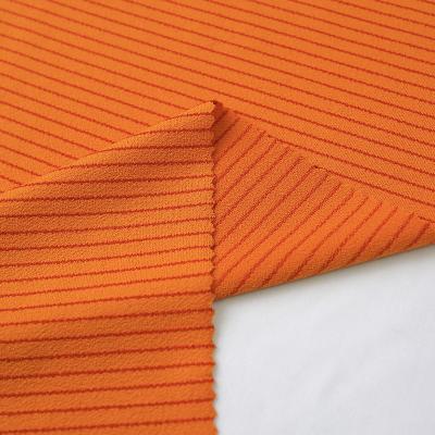 China Hot Sale Customized Orange Stripe Yarn Shrink-Resistant 265GSM Stretch Dyed TR Suiting Fabric For Casual for sale