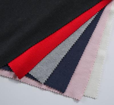 China Hot Sale Wholesale Stretch CVC Tear-Resistant Dyed Knit Thick Rib Polyester Cotton Spandex Fabric Custom for sale