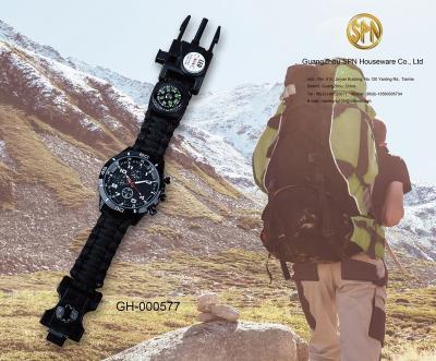 China Wholesale Multi Functional Paracord Military Handmade Braided Survival Rescue Function Outdoor Sports Gear Wristband Tactical Watch for sale