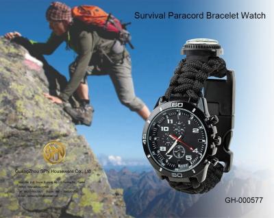 China Multifunctional Outdoor Portable Emergency Paracord Survival Bracelet Waterproof Sports Watch for Camping, Hiking, Hunting for sale