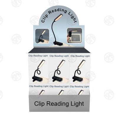 China New Design USB Rechargeable Plastic Flexible Neck Bedroom USB Rechargeable LED Clip Book Light for sale