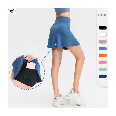 China Breathable Ladies Sports Skirt Sports Fitness Quick Dry Running Yoga Short Skirts With Pockets Golf Tennis Skirts for sale