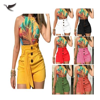 China Anti-wrinkle Summer Wide Leg Trendy Fashion High Waist Pants Ladies Plus Size Shorts With Belt Shorts Casual Hot Women for sale