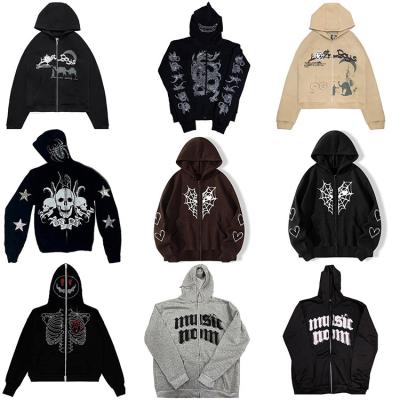 China Winter Fashionable Casual Long Full Sleeve Anti-Wrinkle Men's Sweatshirt Unisex Rhinestone Zip Up Hoodie for sale