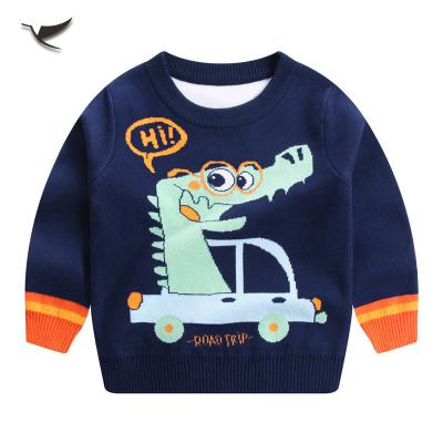 China Winter Anti-shrink New Children's Clothing Dinosaur Pattern Pullover Sweater Cartoon Knitted Children Boys Cotton Sweater for sale