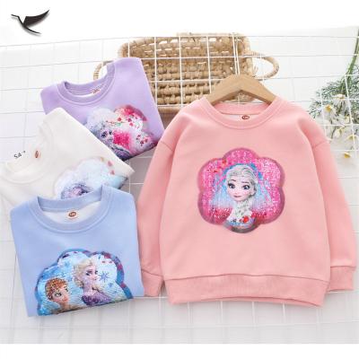 China Children Clothing Princess Anti-Shrink Girls Pullover With Sequined Velvet Fleece Children Girls Winter Full Hoodies for sale