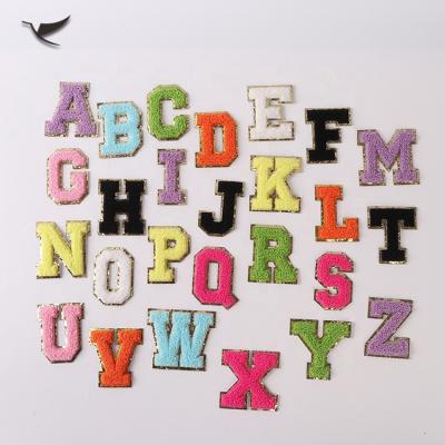 China Sustainable Alphabet Towel Embroidery Patches Self Adhesive Bag Apparel Patch DIY Letter Embroidery Patches for sale