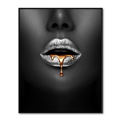 China Other Sofa Background Wall African Women Black Lips Abstract Canvas Decorative Painting for sale