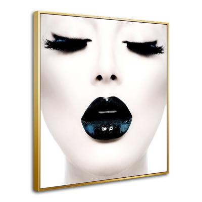 China Sexy Lips Art Canvas Decorative Painting Modern Woman Black Wall Art Oil Painting Abstract Low Price for sale