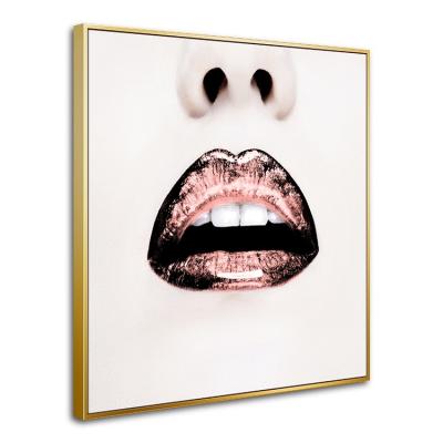 China Modern Fashionable Pink Bedroom Wall Art Sexy Lips Canvas Decoration Painting for sale