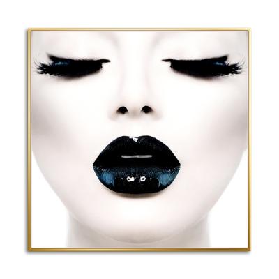 China Modern Abstract Black Woman Oil Painting Sexy Lips Art Canvas Decorative Painting for sale