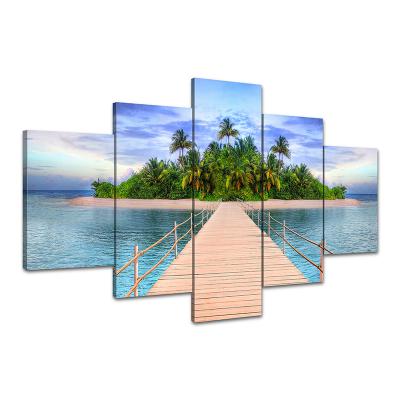 China Waterproof+ECO-Friendly Hd Printing Modern Module Art Painting Maldives Landscape Decorative Painting for sale