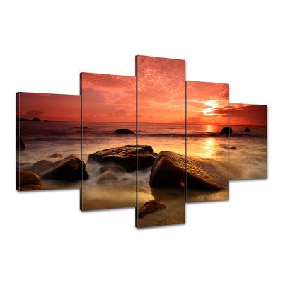 China Modern Romantic Landscape Art Wall Decoration Painting Modern Living Room Bedroom Sunset Beach for sale