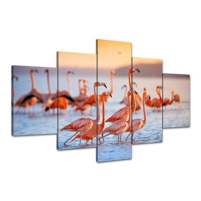 China Modern Exquisite Animal Printing Flamingo Art Wall Decoration Canvas Waterproof+ECO-Friendly Canvas Pink for sale