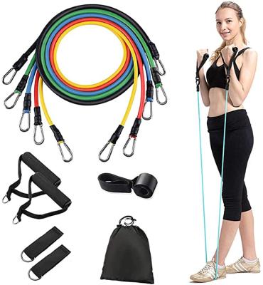 China Durable Resistance Bands Set 11pcs Exercises Elastic Latex Rubber Expander 100 Pounds Yoga Tubing Gym Pull Rope Fitness Training Equipment for sale