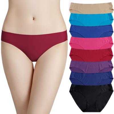 China Wholesale Viable Satin Seamless Panties Women's Underwear Ladies Naked Sexy Naked Women's Panties Briefs Lingeries for sale